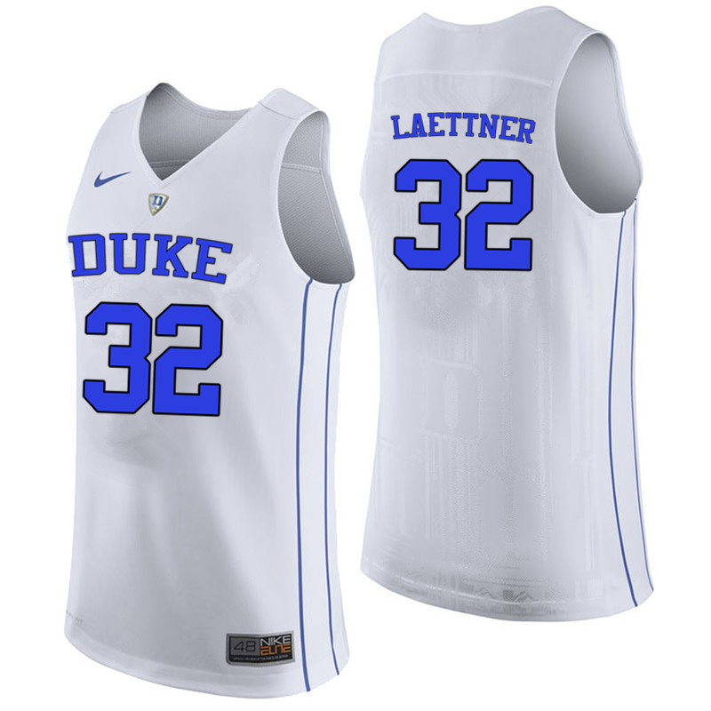 Men #32 Christian Laettner Duke Blue Devils College Basketball Jerseys-White